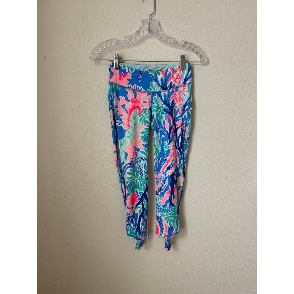 Lilly Pulitzer Luxletic Gemma Weekender Cropped Leggings Jet Stream Size XS - Picture 2 of 6